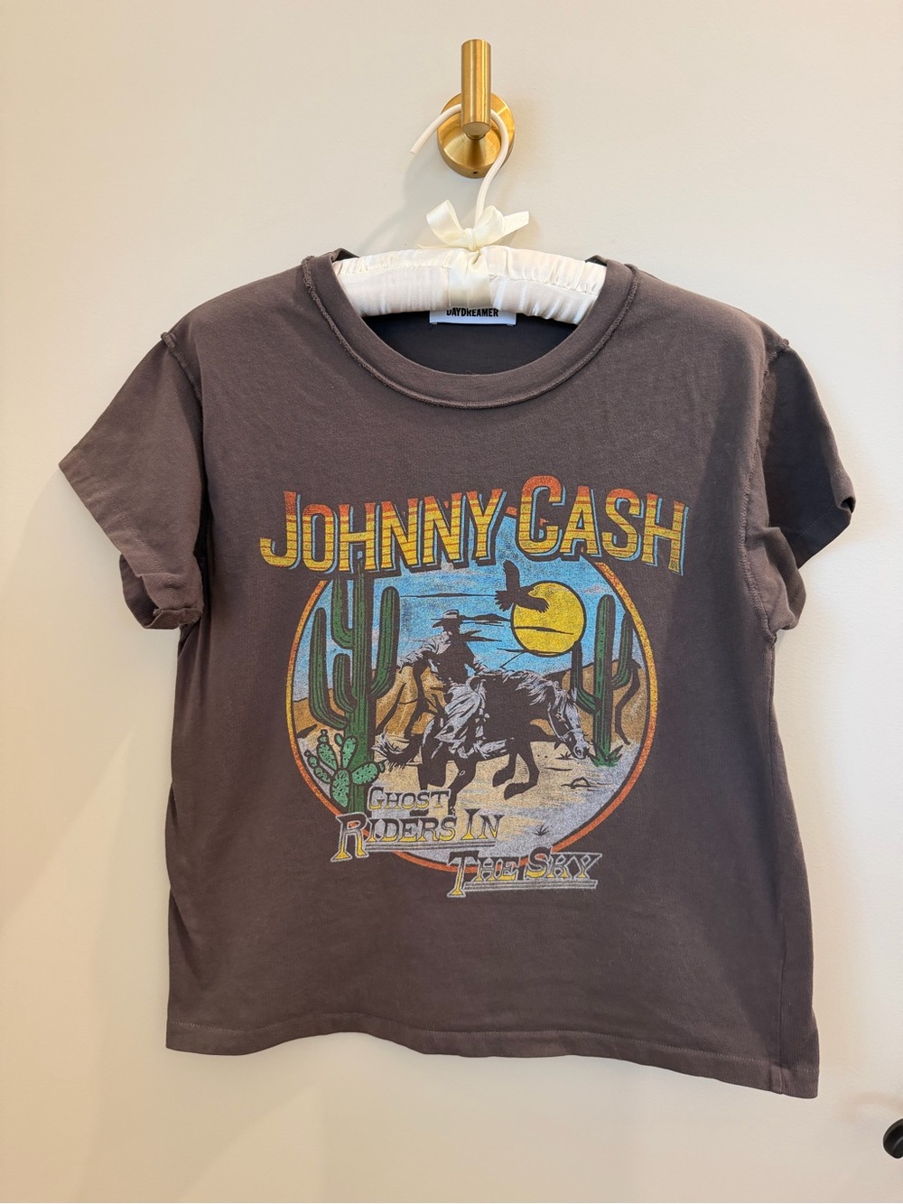 Anthropologie/Daydreamer Johnny Cash Graphic Tee - Gray with Multicolor Print